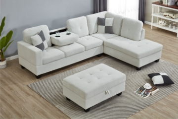 Picture of NEBULA Premium Sectional Sofa with Storage Ottoman (Off White) - Chaise Facing Right