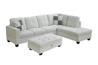 Picture of NEBULA Premium Sectional Sofa with Storage Ottoman (Beige) - Chaise Facing Right