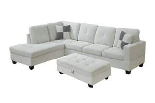 Picture of NEBULA Premium Sectional Sofa with Storage Ottoman (Beige) - Chaise Facing Left