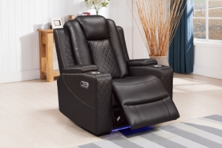 Picture of MONROSE Air Leather Dual Motor Reclining Sofa Range (Brown) - Armchair with Cup Holders (1R)