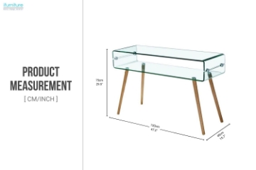 Picture of MURANO 47.2" Box Bent Glass Hall Table with Shelf