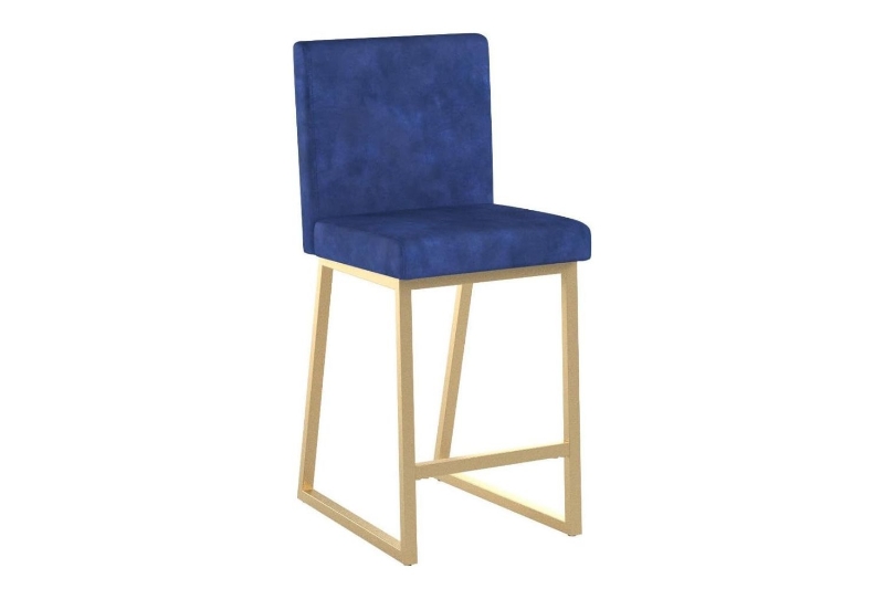 Picture of NADIA Velvet Bar Chair with Golden Legs