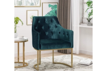 Picture of  CALEB Button-Tufted Velvet Accent Chair with Golden Base