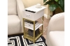 Picture of LUXIA Bedside Table with Built-in Power Socket & USB Ports (White)