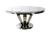 Picture of NUCCIO 59" Marble Top Stainless Round Dining Table (Light Gray)