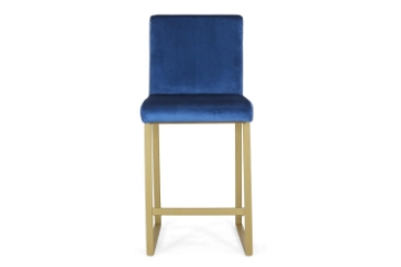 Picture of NADIA Velvet Bar Chair with Golden Legs - Pack of 2