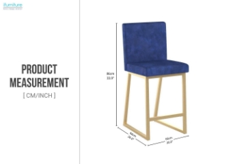 Picture of NADIA Velvet Bar Chair with Golden Legs
