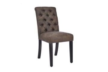 Picture of RYKER Fabric Dining Chair with Black Rubber Wood Legs (Dark Brown)