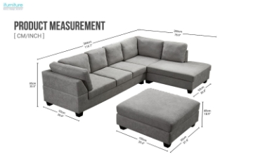 Picture of LIBERTY Premium Sectional Sofa with Ottoman (Light Gray)
