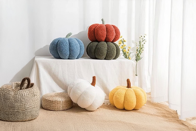 Picture of PUMPKIN Teddy Fabric Plush Cushion (Multiple Colors)