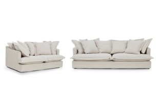 Picture of SPENCER Feather-Filled Fabric Sofa Range - Loveseat + Sofa Set