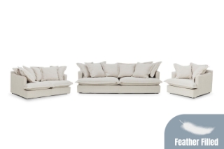 Picture of SPENCER Feather-Filled Fabric Sofa Range - Armchair + Loveseat + Sofa Set