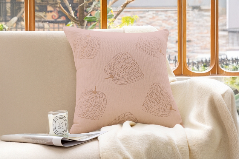 Picture of FRESH PUMPKIN Chenille Fabric Cushion (17.7" x 17.7") - Pink