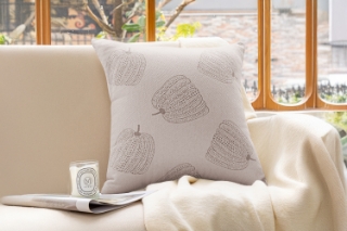 Picture of FRESH PUMPKIN Chenille Fabric Cushion (17.7" x 17.7") - Beige