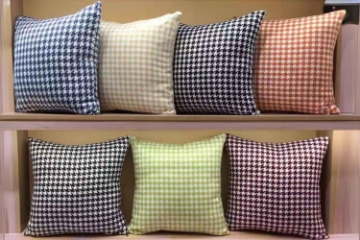 Picture of HOUNDSTOOTH Linen Cushion with Inner in Multiple Colors (17.7" x 17.7")