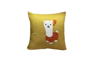 Picture of ALPACA EMBROIDERY Linen Cushion in Multiple Colors (17.7" x 17.7") - Yellow