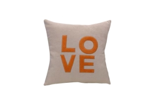 Picture of LOVE Woolen Plush Cushion in Multiple Colors (17.7" x 17.7") - Beige