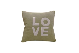 Picture of LOVE Woolen Plush Cushion in Multiple Colors (17.7" x 17.7") - Green