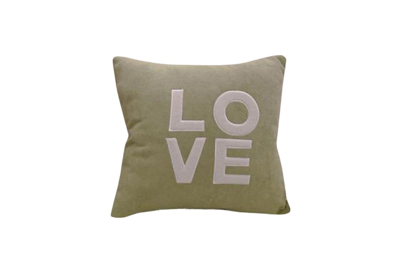 Picture of LOVE Woolen Plush Cushion with Inner (17.7" x 17.7") - Green