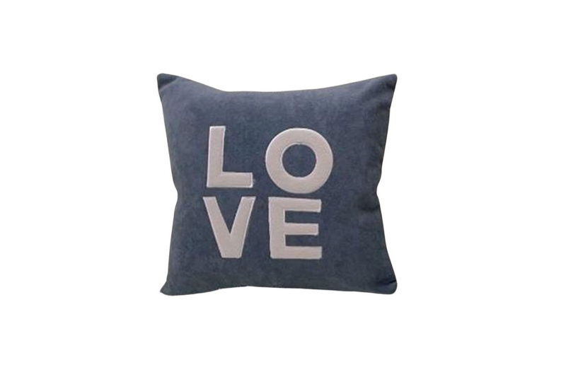 Picture of LOVE Woolen Plush Cushion with Inner (17.7" x 17.7") - Grey