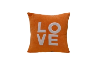 Picture of LOVE Woolen Plush Cushion in Multiple Colors (17.7" x 17.7") - Orange