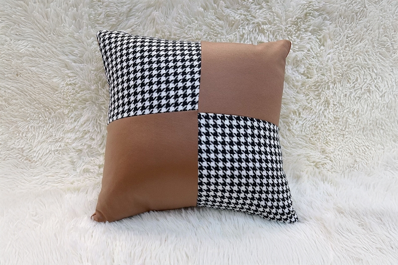 Picture of SQUARE Houndstooth Cushion with Inner (17.7" x 17.7") - Dark Brown