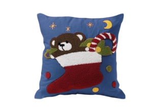 Picture of EMBROIDERY Linen Cushion (17.7" x 17.7") - Christmas Bear