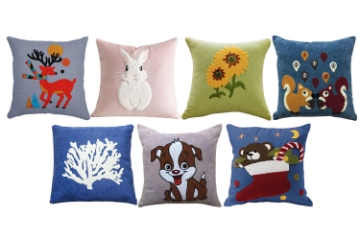 Picture of EMBROIDERY Linen Cushion with Inner in Multiple Colors (17.7" x 17.7")