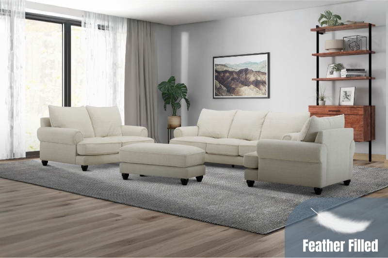 Picture of BALVINO Feather-Filled Fabric Sofa Range with Ottoman