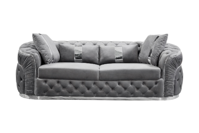 Picture of PIEDMONT Chesterfield Velvet Sofa Range (Grey) - Sofa (3 Seater)