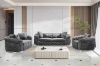 Picture of PIEDMONT Chesterfield Velvet Sofa Range (Grey) - Armchair+Loveseat+Sofa Set 