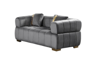 Picture of VEGAS Chesterfield Velvet Sofa Range (Grey) - 2 Seater (Loveseat)