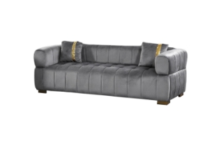 Picture of VEGAS Chesterfield Velvet Sofa Range (Grey) - 3 Seater (Sofa)