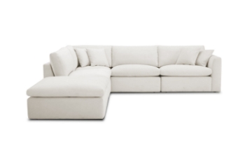 Picture of SKYLAR Feather-Filled Sectional Modular Fabric Sofa (Cream) - Chaise Facing Left 