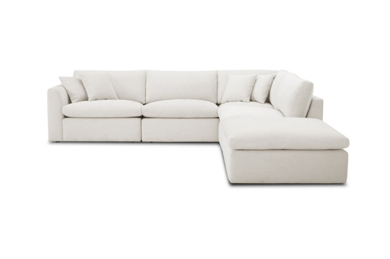 Picture of SKYLAR Feather-Filled Chaise Facing Right Sectional Modular Fabric Sofa (Cream)