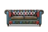 Picture of WILLIFORD Chesterfield Top Grain Patchwork Leather (Multicolor) - Loveseat + Sofa Set