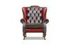 Picture of WILLIFORD 100% Genuine Leather Chesterfield High Back Wing Patchwork Chair (Multicolor)