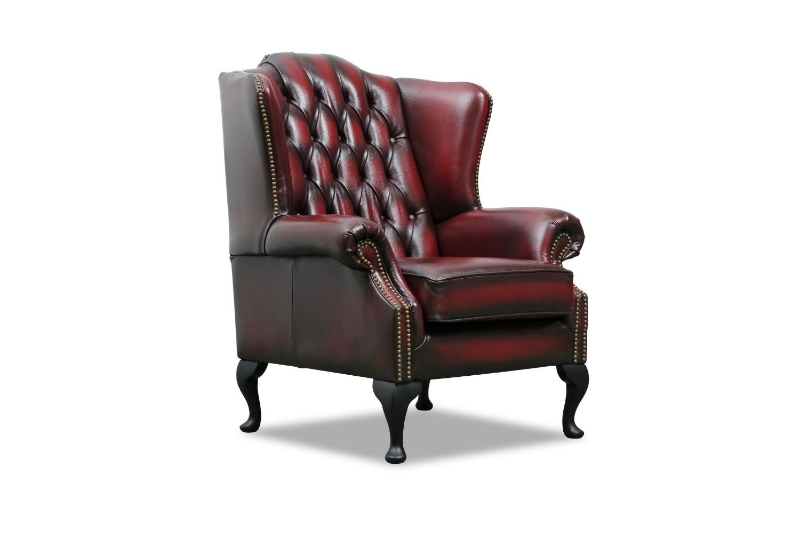 Picture of WILLIFORD Chesterfield Top Grain Leather High Back Wing Chair (Maroon)