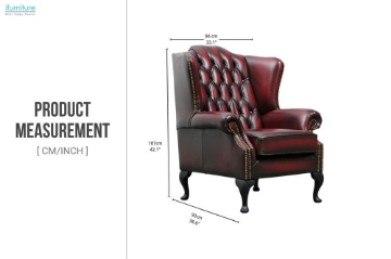 Picture of WILLIFORD 100% Genuine Leather Chesterfield High Back Wing Armchair/Sofa Chair (Maroon)