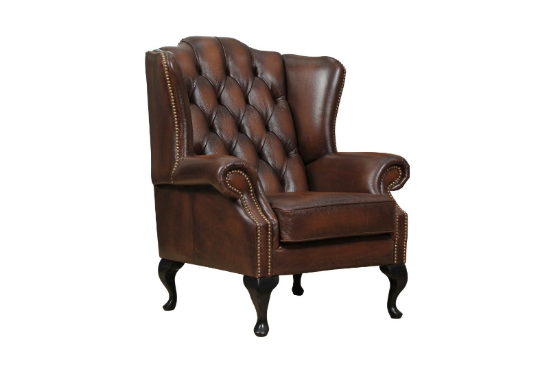 Picture of WILLIFORD 100% Genuine Leather Chesterfield High Back Wing Chair (Tobacco)