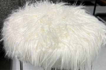 Picture of DAMAR Round Fur Stool with Metal Legs (White)