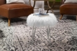 Picture of DAMAR Round Fur Stool with Metal Legs (White)