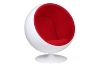 Picture of REPLICA Fiber Glass & Cashmere BALL Chair (White Shell with Red Cashmere Interior)