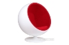 Picture of REPLICA Fiber Glass & Cashmere BALL Chair (White Shell with Red Cashmere Interior)