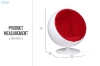 Picture of REPLICA Fiber Glass & Cashmere BALL Chair (White Shell with Red Cashmere Interior)