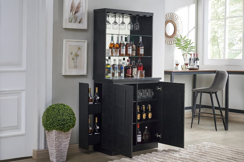 Picture of GRAMER Home Bar Buffet & Hutch (Black)