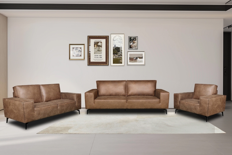 Picture of EASTWOOD Air Leather Sofa Range (Brown) - Armchair+Loveseat+Sofa Set