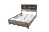 Picture of AGILENT Storage Bed Frame with Built-in Shelves - Queen Size Bed with 2 Sets Bedside+Side Pier Combo