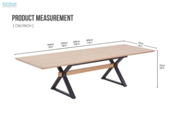 Picture of CAPITOL 71"-118" Adjustable & Extendable Dining Table with Metal Black Legs (Natural)