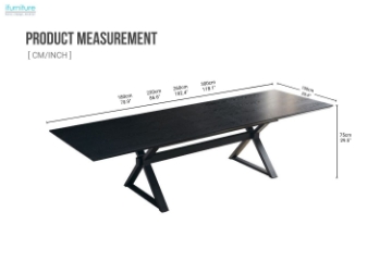 Picture of CAPITOL 71"-118" Adjustable & Extendable Dining Table with Metal Black Legs (Black)